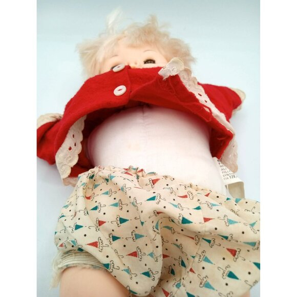 Eugene Girl Baby Doll in Red Sweater Vintage Blue Eyes Open Close Blond Hair - Picture 14 of 16